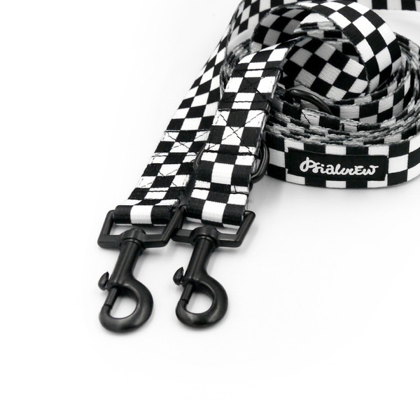 Hundeleine Checker Psiakrew, Breite 2,5 cm, Karabiner 6 cm schwarz