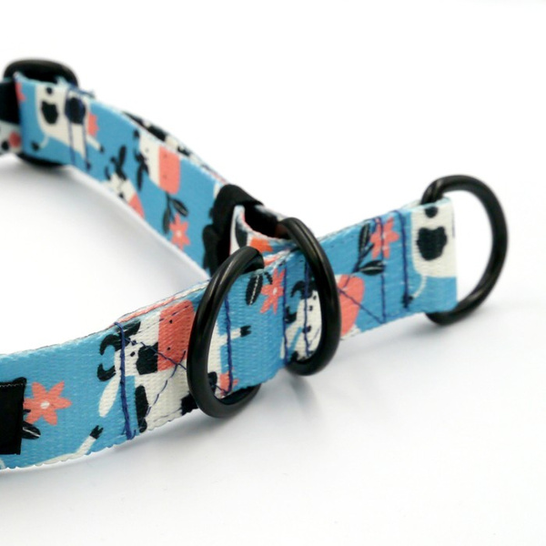 Half-choke collar Spotted Cow, 2.5 cm wide, medium and big dogs, black extras