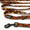 Dog Leash Dog On Fire width 2.5 cm, 1" wide, big black snap hook