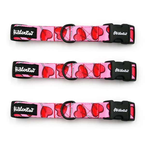 Verstellbares Halsband Lollipops Psiakrew, 2cm breit, schwarze Beschläge