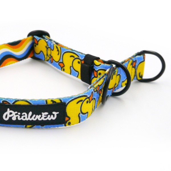 Half-Choke-Halsband Ducky Duck, 2 cm breit, für kleine Hunde, schwarze Accessoires