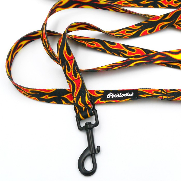 Smycz dla psa długa przepinana Dog On Fire Psiakrew, szer. 2 cm, karabińczyk czarny 7cm