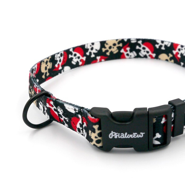 Dog Collar Psiakrew Pirates, 2 cm 0.78" wide, for smaller dogs black extras