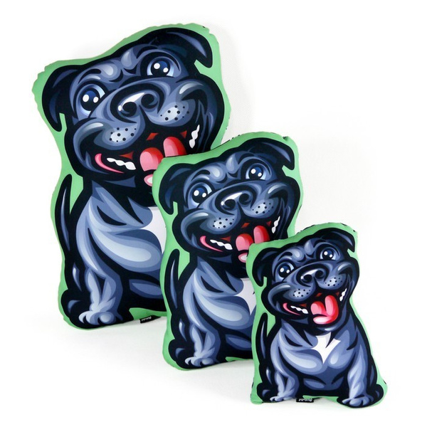 Staffordshire Bull Terrier Black Dog Decorative Pillow Cushion Stuffed Doggy cuddly mascot
