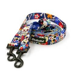 Hundeleine Dia de los Muertos Psiakrew, Breite 2,5 cm, Karabiner 6 cm schwarz