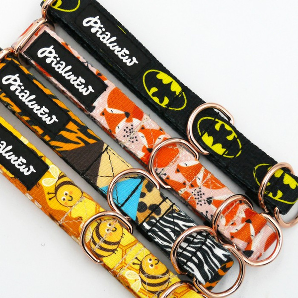 Half-Choke-Halsband Wild Animals, 2 cm breit, für kleine Hunde, goldene Accessoires