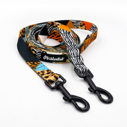 Long Dog Leash Wild Animals Psiakrew width 2 cm (0.78"), black snap hook 7 cm (3,15")