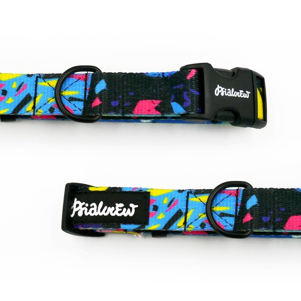 Dog Collar Psiakrew Terrazzo, 2 cm 0.78" wide, for smaller dogs black extras