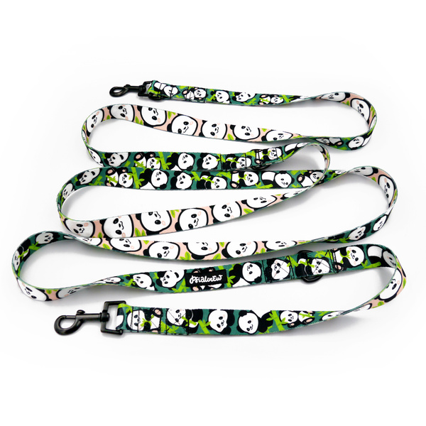 Lange verstellbare Hundeleine Bamboo Panda Psiakrew, Breite 2,5 cm, schwarzer Karabiner 6 cm