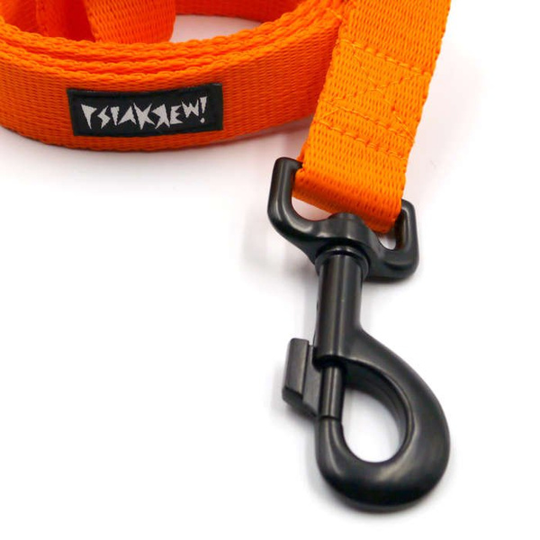 Dog Leash Orange width 2.5 cm, 1" wide, black snap hook 8cm