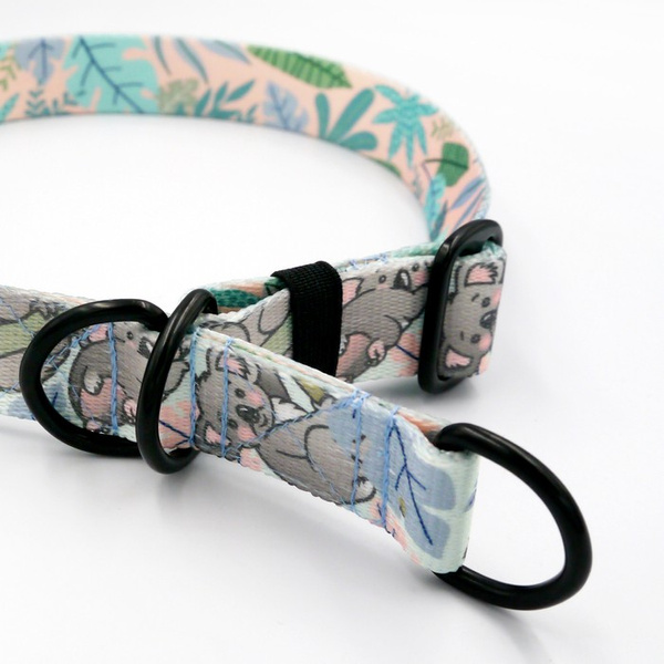 Half-Choke-Halsband für Hund- Koala Bear, 2,5 cm breit, für mittlere und größere Hunde, schwarze Beschläge