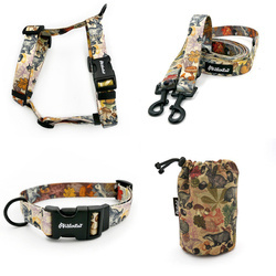 ZUBEHÖRSATZ. Mittlerer Hund. Forest Treasures Psiakrew - Serie; Halsband, Geschirr, Leine, Sachet für Hundeleckerli
