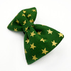 Green Dog Bow Tie, gift for dog, Gold Stars Pet Bow Tie, Bowtie, Collar Attachment