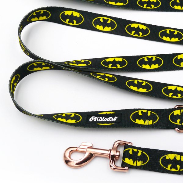 Dog Leash Batdog width 2.5 cm, 1" wide, pink gold, big snap hook 8 cm