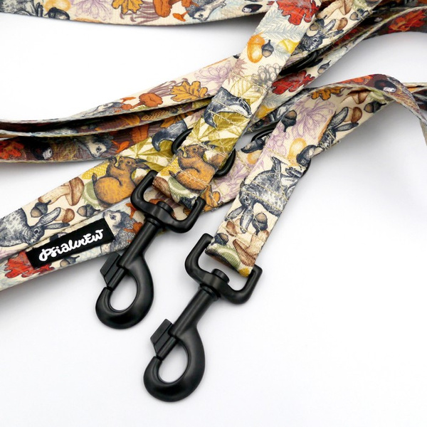 Lange Hundeleine Forest Treasures Psiakrew, Breite 2,5 cm, Karabiner schwarz 8 cm