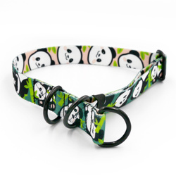Bamboo Panda Half-choke Dog Collar by Psiakrew, 2.5 cm wide, medium and big dogs, black extras