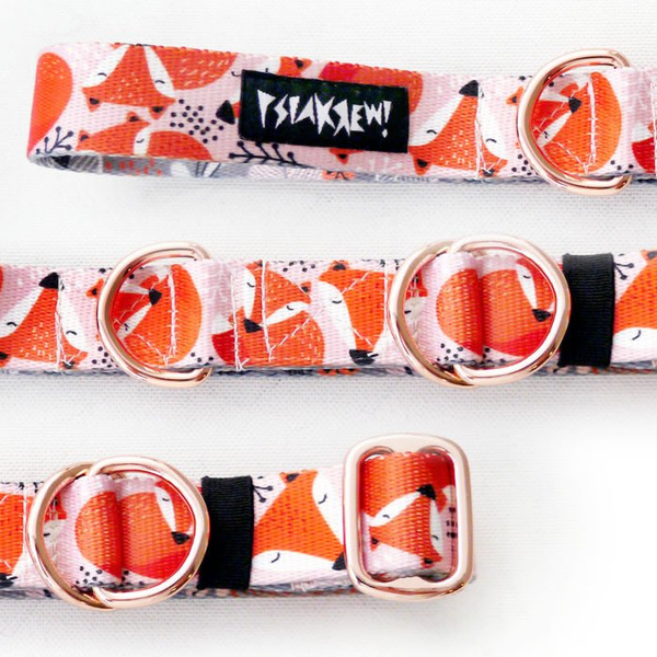 Obroża półzaciskowa Lisiczka szeroka na 2,5 cm, dla średnich i większych psów, różowe złoto