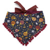 Christmas bandana for a dog with bubbles spattern Psiakrew, tied scarf, navy blue with pompoms