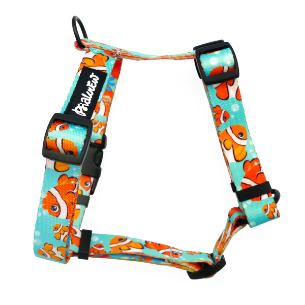 Kleines Hundeschutzgeschirr, Blue Lagoon Psiakrew für kleinere Hunde, 2 cm Band, schwarze Beschläge