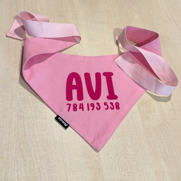 Bandana with the name of the Dog Psiakrew, personalized tied handkerchief, pink bandana scarf