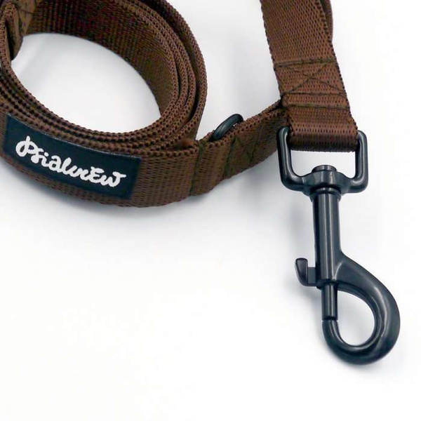 Brown Dog Leash width 2 cm 0.78 ", black extras