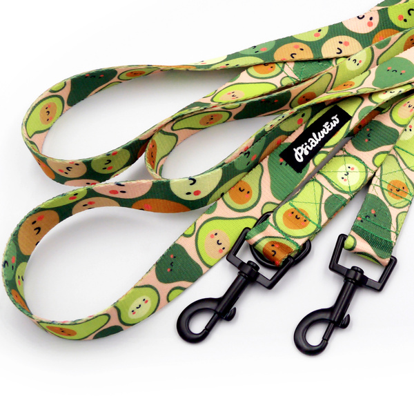 Dog Leash Guacamole Time Psiakrew width 2.5 cm, 1"  wide, snap hook black 6cm