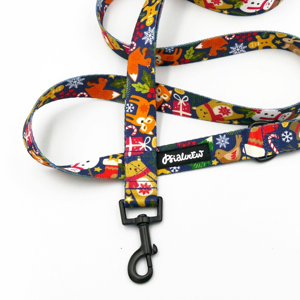 Dog Leash Winter is Coming Psiakrew width 2.5 cm, 1"  wide, black snap hook 6 cm