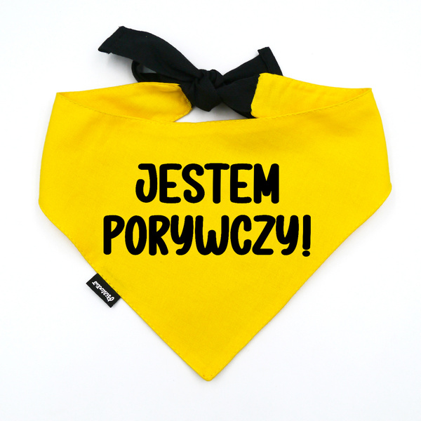Bandana for Dog I’M HOT-TEMPERED Psiakrew, personalized tied handkerchief, yellow bandana scarf