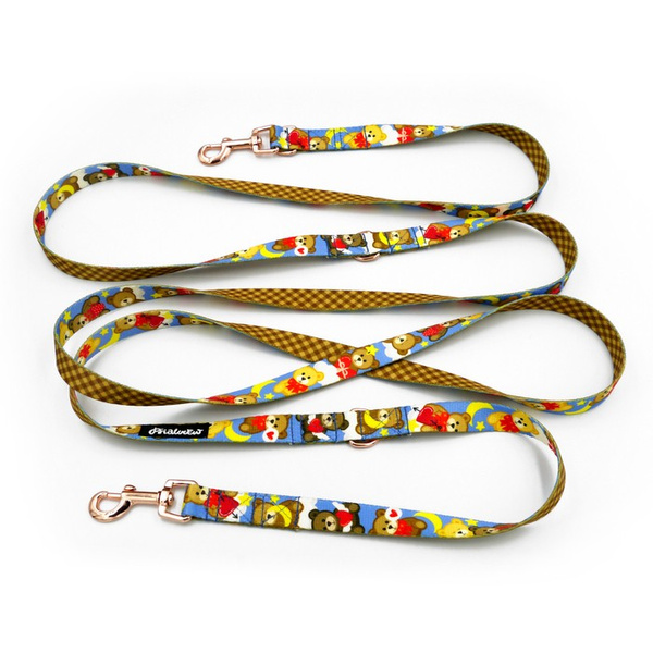 Long Dog Leash Teddy Bear Psiakrew width 2 cm (0.78") wide, rose gold snap hook 6 cm