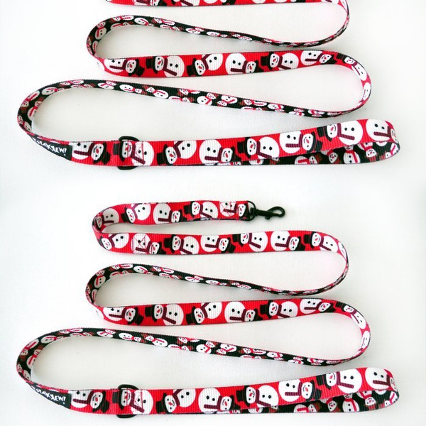 Smycz spacerowa miejska dla małego Psa; Snowman; szerokość 2 cm; czarny mały karabińczyk 4 cm