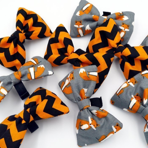 Muszka dla psa na Halloween, jesienna mucha ozdoba prezent dla pupila Orange ZigZag