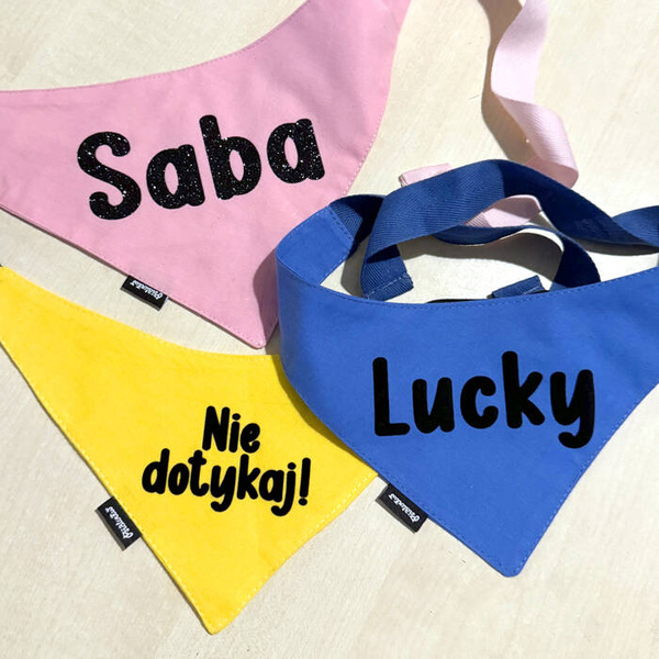 Bandana with the name of the Dog Psiakrew, personalized tied handkerchief, blue bandana scarf