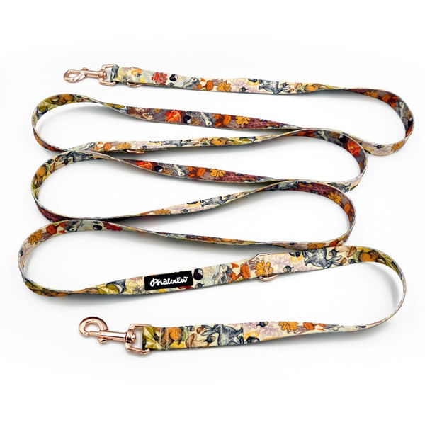 Long Dog Leash Forest Treasures Psiakrew width 2 cm (0.78") wide, rose gold snap hook 6 cm