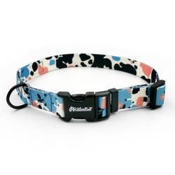 Dog Collar Psiakrew Spotted Cow, 2 cm 0.78"  wide, for smaller dogs black extras
