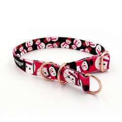 Obroża półzaciskowa Bałwanek szeroka na 2 cm, dla małych psów, złote dodatki