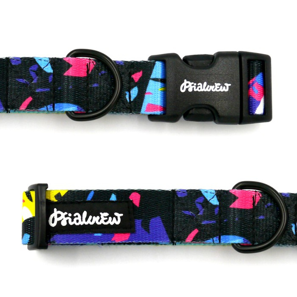 Dog Collar Psiakrew Terrazzo 2.5 cm, 1" wide black extras