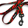 Dog Leash Red Hot Chili width 2.5 cm, 1"  wide, big black snap hook 8 cm