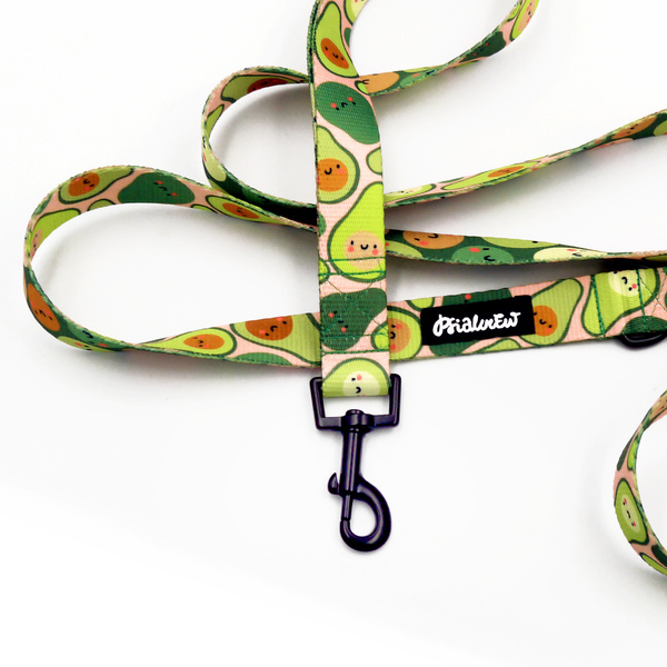 Dog Leash Guacamole Time Psiakrew width 2.5 cm, 1"  wide, black snap hook 6 cm