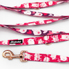 Dog Leash Piggy in Love Psiakrew width 2.5 cm, 1" wide. pink gold, big snap hook 8 cm