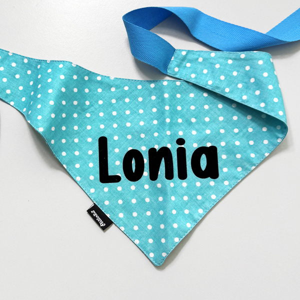Psiakrew Türkise Bandana mit dem Namen des Hundes