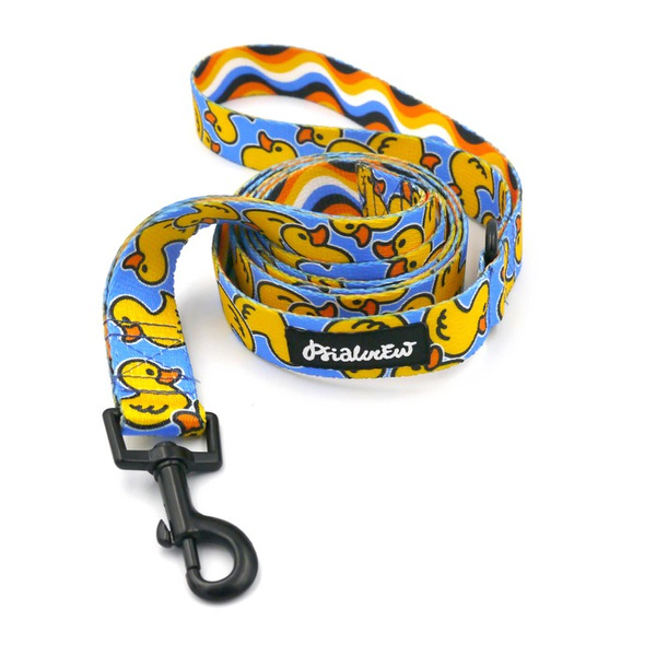 Dog Leash Ducky Duck width 2.5 cm, 1"  wide, black snap hook 6 cm