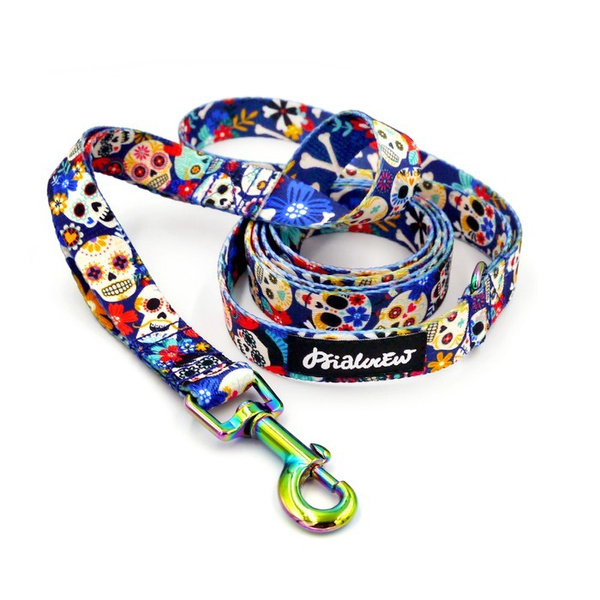 Walking leash for Dog Dia de Los Muertos Psiakrew, width 2 cm, holo snap hook 6 cm