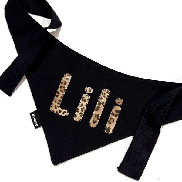 Psiakrew Bandana mit dem Namen des Hundes Leopard