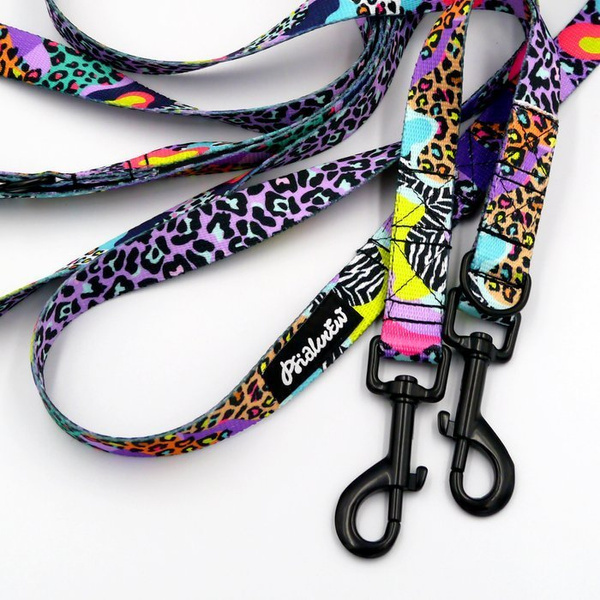 Long Dog Leash Crazy Leopard width 2 cm (0.78") wide, , black snap hook