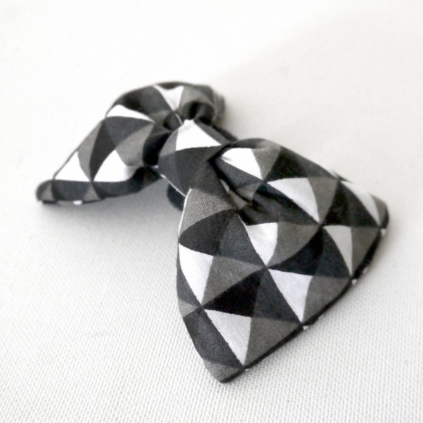 Black, grey, white Dog Bow Tie Momo, Pet Bow Tie, Bowtie, Collar Attachment