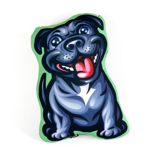 Poduszka Pies Staffordshire Bull Terrier Czarny Psiakrew Przytulanka Maskotka Zabawka Pluszak 