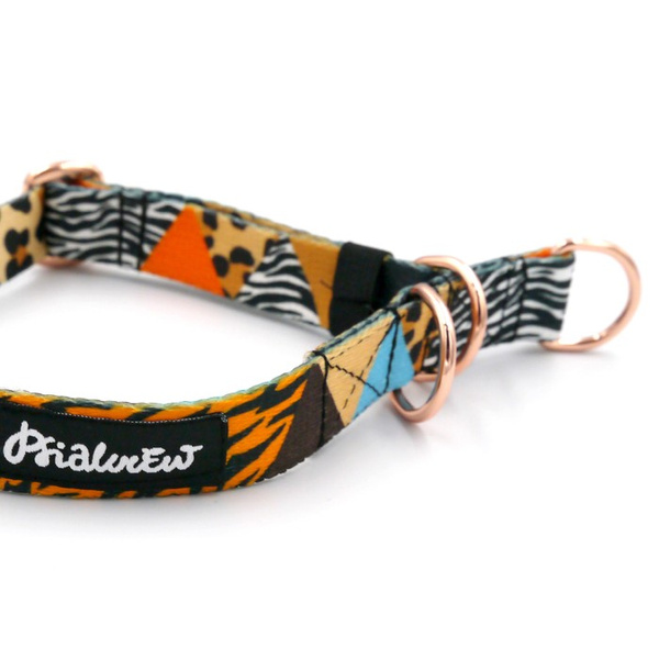 Half-choke collar Wild Animals, 2 cm wide, for small dogs, rose gold extras