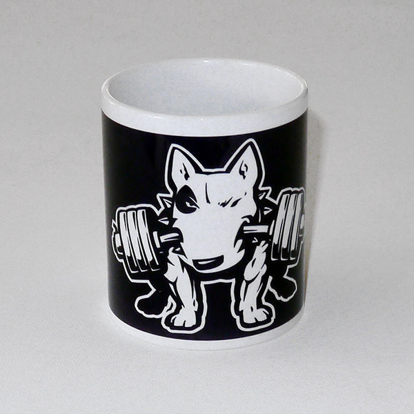 Mug with bull terrier Fitness, Dog Bull Terrier