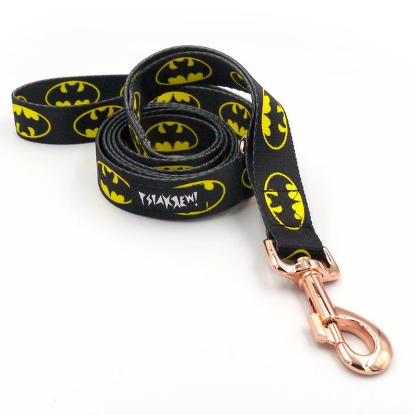 Dog Leash Batdog width 2.5 cm, 1"  wide, big gold snap hook 8 cm