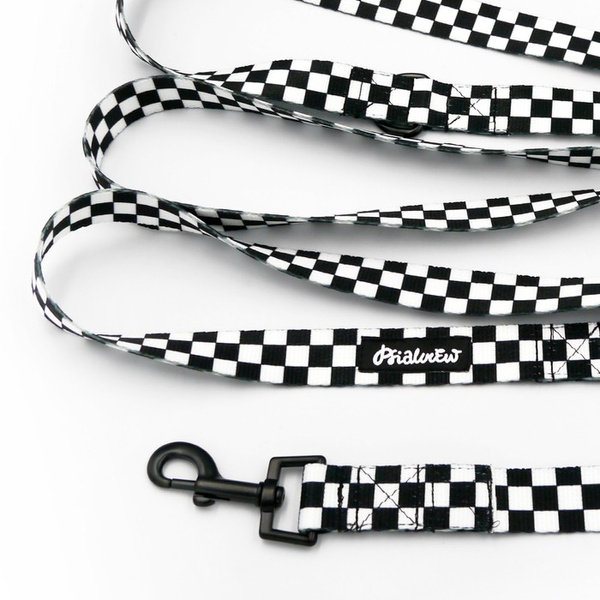 Hundeleine Checker Psiakrew, Breite 2,5 cm, Karabiner 6 cm schwarz